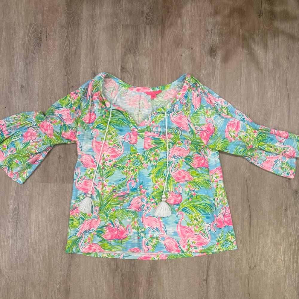 Lilly Pulitzer Tunic in Indigo Midnight Cove flamingo Size XL